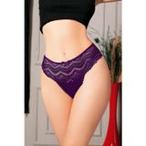 Biçomi Bicomi Büyük Beden Bel Kısmı Dantelli Fantezi Mor Tanga String