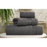 Biçomi Ritim Antrasit 3’lü Lüks Banyo Havlusu Seti – Ultra Emici, Hızlı Kuruyan, Yumuşak %100 Pamuklu Aile Boyu Set - 70 x 140 cm