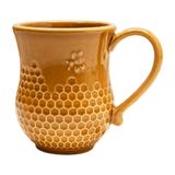 Bicuzat Vintage Kabartmalı Arı ve Petek Tasarım Seramik Kahve Kupası Çay Bardağı Su Bardağı Süt Kupası, 12oz