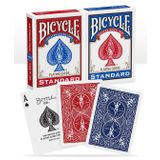 Bicycle Standart Endeks Oyun Kağıdı Destesi, Poker Boyu, 2 Deste, Kırmızı ve Mavi