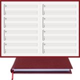 BİDEFTER Gitar Nota Defteri (Fa ve Tab Anahtarlı)% 100 El Yapımı, El Dikişi, Gerçek Cilt Bezi A/5 - Bordo