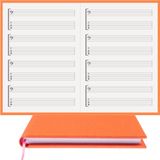 BİDEFTER Gitar Nota Defteri (Fa ve Tab Anahtarlı)% 100 El Yapımı, El Dikişi, Gerçek Cilt Bezi A/5 - Turuncu
