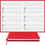 BİDEFTER Gitar Nota Defteri (Sol ve Tab Anahtarlı, Akortlu)% 100 El Yapımı, El Dikişi, Gerçek Cilt Bezi A/5 - Kırmızı