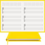 BİDEFTER Gitar Nota Defteri (Sol ve Tab Anahtarlı, Akortlu)% 100 El Yapımı, El Dikişi, Gerçek Cilt Bezi A/5 - Sarı