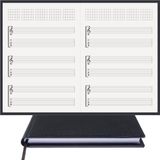 BİDEFTER Gitar Nota Defteri (Sol ve Tab Anahtarlı, Akortlu)% 100 El Yapımı, El Dikişi, Gerçek Cilt Bezi A/5 - Siyah