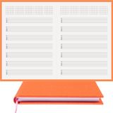 BİDEFTER Gitar Nota Defteri (Tab Anahtarlı Akortlu)% 100 El Yapımı, El Dikişi, Gerçek Cilt Bezi A/5 - Turuncu