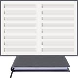 BİDEFTER Gitar Nota Defteri - (Tab Anahtarlı Sol Kesik Çizgili)% 100 El Yapımı, El Dikişi, (İplik Dikiş) Gerçek Cilt Bezi A/5 - Gri