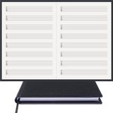 BİDEFTER Gitar Nota Defteri - (Tab Anahtarlı Sol Kesik Çizgili)% 100 El Yapımı, El Dikişi, (İplik Dikiş) Gerçek Cilt Bezi A/5 - Siyah