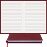 BİDEFTER Müzik Nota Defteri - (Anahtarsız)% 100 El Yapımı, El Dikişi, (İplik Dikiş) Gerçek Cilt Bezi A/5 - Bordo
