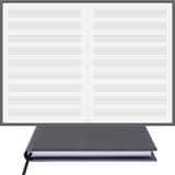 BİDEFTER Müzik Nota Defteri - (Anahtarsız)% 100 El Yapımı, El Dikişi, (İplik Dikiş) Gerçek Cilt Bezi A/5 - Gri