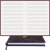 BİDEFTER Müzik Nota Defteri (Anahtarsız)% 100 El Yapımı, El Dikişi, (İplik Dikiş) Kuşe Ciltli (A/4) Koyu Kahve