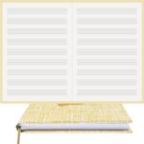 BİDEFTER Müzik Nota Defteri (Anahtarsız)% 100 El Yapımı, El Dikişi, (İplik Dikiş) Kuşe Ciltli (A/4) Sarı