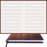 BİDEFTER Müzik Nota Defteri - (Anahtarsız)% 100 El Yapımı, El Dikişi, (İplik Dikiş) Kuşe Ciltli A/5 - Koyu Kahve