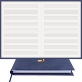BİDEFTER Müzik Nota Defteri - (Anahtarsız)% 100 El Yapımı, El Dikişi, (İplik Dikiş) Kuşe Ciltli A/5 - Lacivert