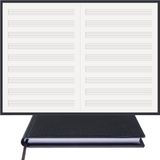 BİDEFTER Müzik Nota Defteri - (Anahtarsız Sol Kesik Çizgili)% 100 El Yapımı, El Dikişi, (İplik Dikiş) Gerçek Cilt Bezi A/5 - Siyah