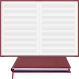 BİDEFTER Müzik Nota Defteri - (Anahtarsız Sol Kesik Çizgili)% 100 El Yapımı, El Dikişi, (İplik Dikiş) Termo Deri A/5 - Bordo
