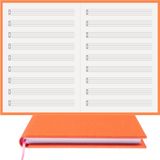 BİDEFTER Müzik Nota Defteri - (Davul ve Vurmalı Çalgılar)% 100 El Yapımı, El Dikişi, (İplik Dikiş) Gerçek Cilt Bezi A/5 - Turuncu