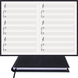 BİDEFTER Müzik Nota Defteri - Kadro-Piyano, Org% 100 El Yapımı, El Dikişi, (İplik Dikiş) Termo Deri A/5 - Siyah