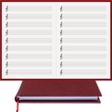 BİDEFTER Müzik Nota Defteri - (Sol Anahtarlı)% 100 El Yapımı, El Dikişi, (İplik Dikiş) Gerçek Cilt Bezi A/5 - Bordo