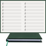 BİDEFTER Müzik Nota Defteri - (Sol Anahtarlı)% 100 El Yapımı, El Dikişi, (İplik Dikiş) Kumaş Ciltleme A/5 - Yeşil