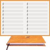 BİDEFTER Müzik Nota Defteri - (Sol Anahtarlı)% 100 El Yapımı, El Dikişi, (İplik Dikiş) Kuşe Ciltli A/5 - Kavun-Sarı
