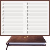 BİDEFTER Müzik Nota Defteri - (Sol Anahtarlı)% 100 El Yapımı, El Dikişi, (İplik Dikiş) Kuşe Ciltli A/5 - Koyu Kahve