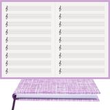 BİDEFTER Müzik Nota Defteri - (Sol Anahtarlı)% 100 El Yapımı, El Dikişi, (İplik Dikiş) Kuşe Ciltli A/5 - Lila