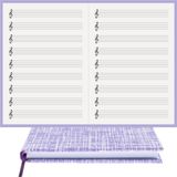 BİDEFTER Müzik Nota Defteri - (Sol Anahtarlı)% 100 El Yapımı, El Dikişi, (İplik Dikiş) Kuşe Ciltli A/5 - Mavi