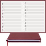 BİDEFTER Müzik Nota Defteri - (Sol Anahtarlı)% 100 El Yapımı, El Dikişi, (İplik Dikiş) Termo Deri A/5 - Bordo