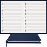 BİDEFTER Müzik Nota Defteri - (Sol Anahtarlı)% 100 El Yapımı, El Dikişi, (İplik Dikiş) Termo Deri A/5 - Lacivert