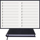 BİDEFTER Müzik Nota Defteri - (Sol Anahtarlı)% 100 El Yapımı, El Dikişi, (İplik Dikiş) Termo Deri A/5 - Siyah