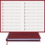 BİDEFTER Müzik Nota Defteri - (Sol Anahtarlı 4 Kesik Çizgi)% 100 El Yapımı, El Dikişi, Gerçek Cilt Bezi A/5 - Bordo