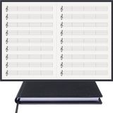 BİDEFTER Müzik Nota Defteri - (Sol Anahtarlı 4 Kesik Çizgi)% 100 El Yapımı, El Dikişi, Gerçek Cilt Bezi A/5 - Siyah