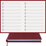 BİDEFTER Müzik Nota Defteri - (Sol Anahtarlı, Sol Kesik Çizgili)% 100 El Yapımı, El Dikişi, (İplik Dikiş) Gerçek Cilt Bezi A/5 - Bordo