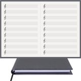 BİDEFTER Müzik Nota Defteri - (Sol Anahtarlı, Sol Kesik Çizgili)% 100 El Yapımı, El Dikişi, (İplik Dikiş) Gerçek Cilt Bezi A/5 - Gri