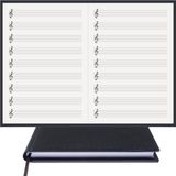 BİDEFTER Müzik Nota Defteri - (Sol Anahtarlı, Sol Kesik Çizgili)% 100 El Yapımı, El Dikişi, (İplik Dikiş) Gerçek Cilt Bezi A/5 - Siyah