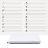 BİDEFTER Müzik Nota Defteri - (Sol Anahtarlı, Sol Kesik Çizgili)% 100 El Yapımı, El Dikişi, (İplik Dikiş) Kumaş Ciltleme A/5 - Beyaz