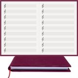 BİDEFTER Müzik Nota Defteri - (Sol Anahtarlı, Sol Kesik Çizgili)% 100 El Yapımı, El Dikişi, (İplik Dikiş) Kumaş Ciltleme A/5 - Bordo