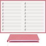 BİDEFTER Müzik Nota Defteri - (Sol Anahtarlı, Sol Kesik Çizgili)% 100 El Yapımı, El Dikişi, (İplik Dikiş) Kumaş Ciltleme A/5 - Gül Kurusu