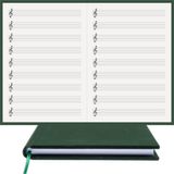 BİDEFTER Müzik Nota Defteri - (Sol Anahtarlı, Sol Kesik Çizgili)% 100 El Yapımı, El Dikişi, (İplik Dikiş) Kumaş Ciltleme A/5 - Yeşil