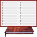 BİDEFTER Müzik Nota Defteri - (Sol Anahtarlı, Sol Kesik Çizgili)% 100 El Yapımı, El Dikişi, (İplik Dikiş) Kuşe Ciltli A/5 - Kahve-Sarı