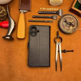 Bideri Patara Iphone 17 Hakiki Deri Cüzdan Kılıf Lacivert