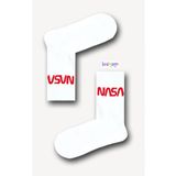 Bidigago Nasa Desenli Unisex Atletik Kolej Çorap - Beyaz - Standart
