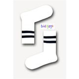 Bidigago Unisex Çizgili Atletik Tenis Kolej Çorap - Beyaz - Standart