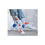 Bidigago Yılbaşı Noel Desenli Mavi Unisex Çorap Mavi Standart