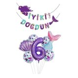 BİDOLUMUTLULUK Deniz Kızı Folyo Set Konsept Doğum Günü Set Yaş Rakam Folyo