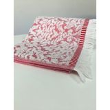 Bidoluraf Jakarlı Renkli El Yüz Havlusu Pamuk 50 x 90 cm - Kırmızı