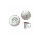 Bidoluraf Rainbow Bebek/Çocuk Emaye Kırılmaz Yemek Mama Seti 3 Parça (Tabak - Kase - Kupa)