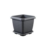 BiDünya 25 Litre Tabaklı Hisar Kale Saksı 37cm Kare Büyük Boy Plastik Bahçe Bitki Çiçek Saksısı