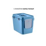 BiDünya XL 2 Fonksiyonlu Premium Kapalı Kedi Tuvaleti ve Açık Kedi Tuvaleti 56 x 40 x 43 Cm